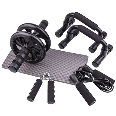 Soporte de flexiones para Fitness, dispositivo de entrenamiento de rueda Abdominal, equipo de Fitness para gimnasio en casa, 6 unids/set por Set: black