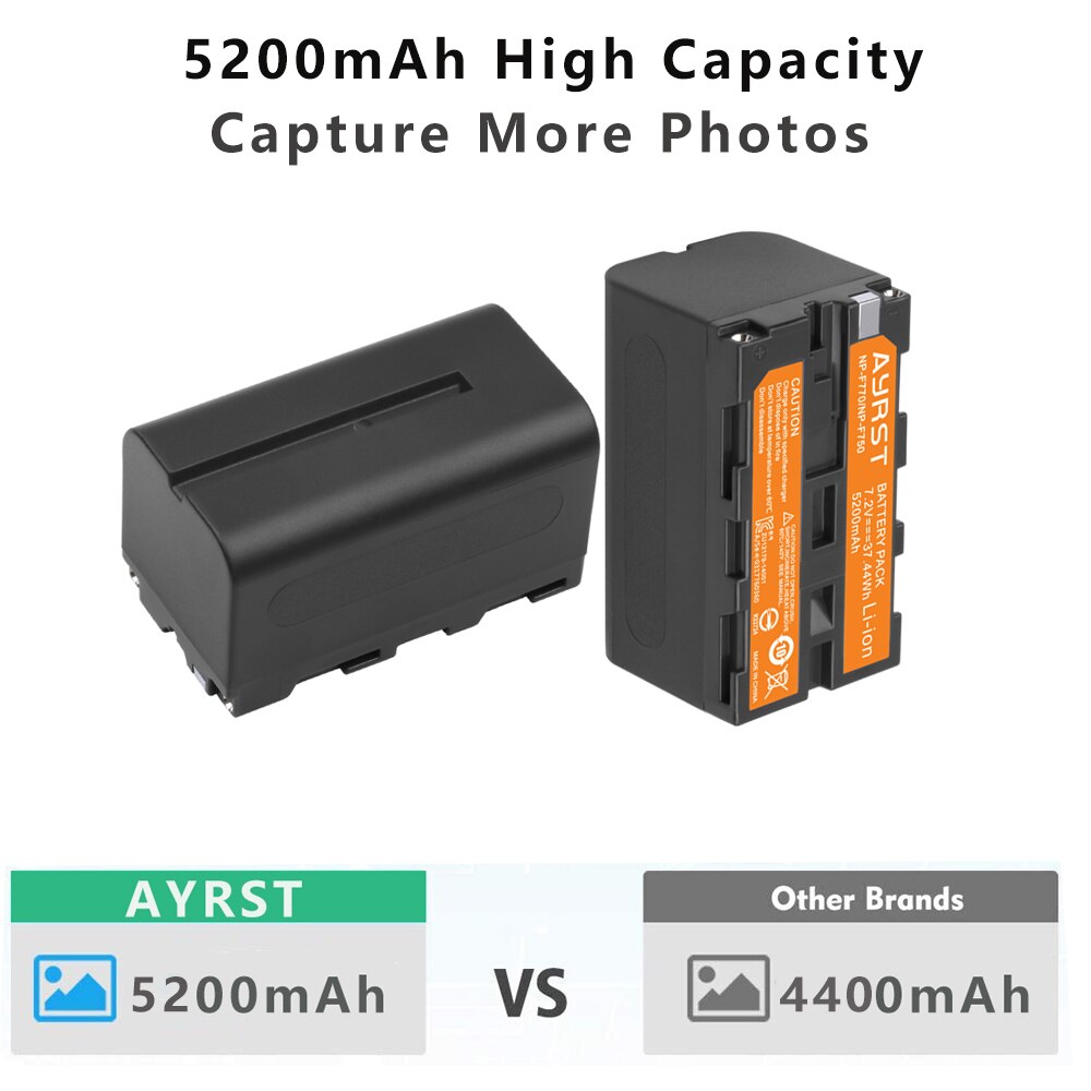 2 Pièces 5200mAh NP-F750 NP F750 NP-F770 NP F770 Li-ion Batterie Pour Appareil Photo Sony NP F970 F960 F550 F570 QM91D CCD-RV100 TRU47E