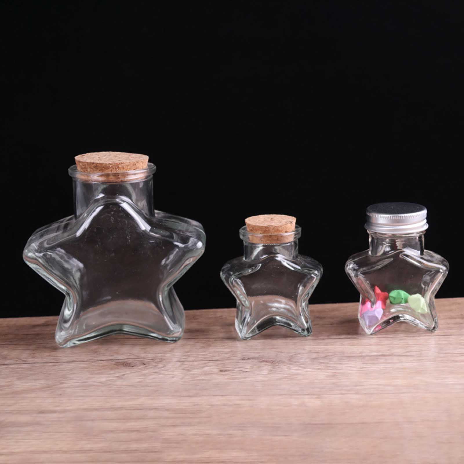 Botellas de vidrio en forma de estrella, adorno de deseos, manualidades, tarros de , de boda de Navidad, botella de almacenamiento transparente, decoraciones navideñas