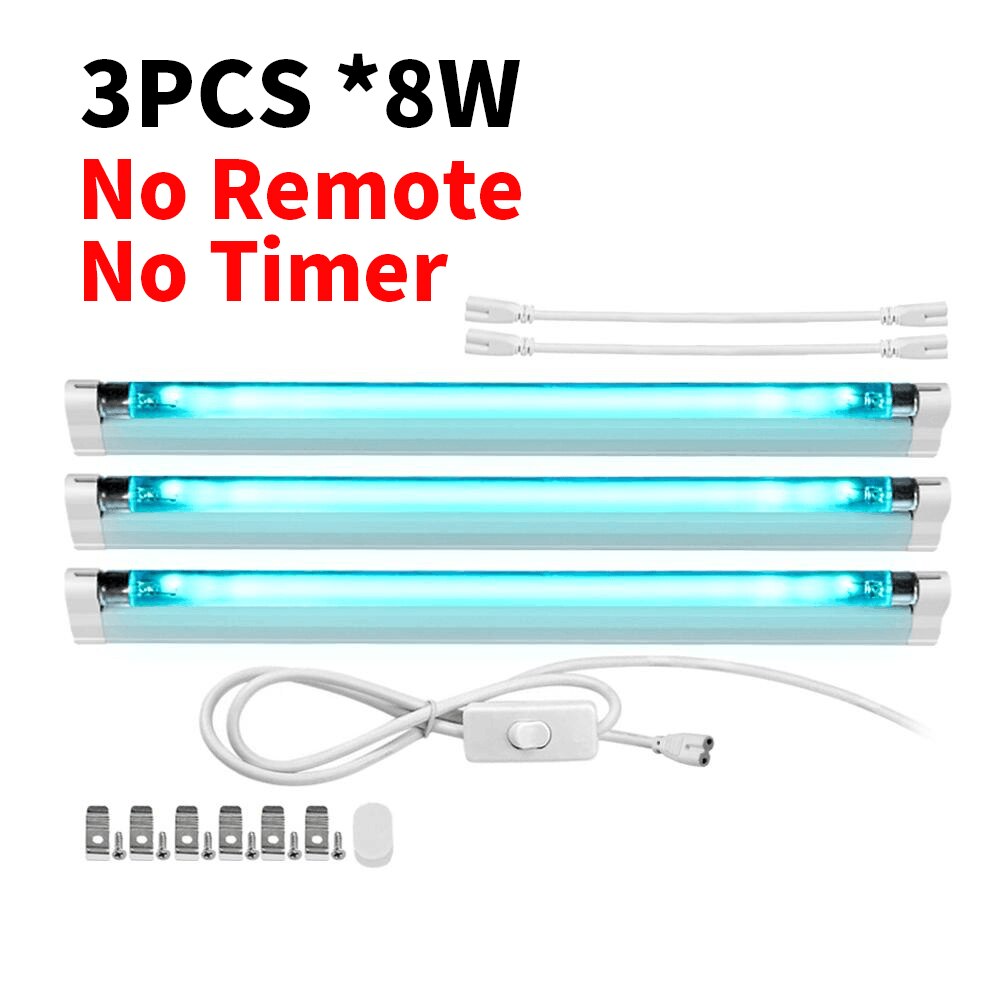50W UV Sterilizer Lamp 110V 220V T5 Tube UVC Quartz Disinfection Germicidal Led Table Bulb EU US Power Timer Ultraviolet Light: 24W / 110V US Plug