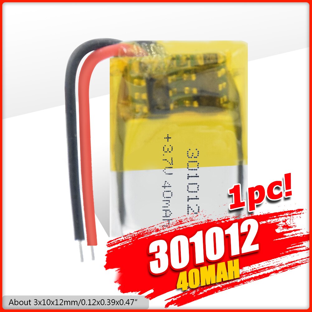 1/2/4PCS 3.7V 40mAh Li-ion Lipolymer Battery 301012 Lithium Polymer Battery For Bluetooth Headset Watch MP3 GPS Recording Pen: 1Pc