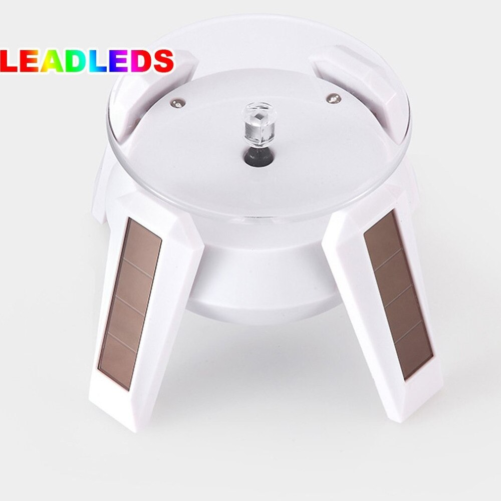 4 pieces white Battery and Solar display stand Double powered Solar turntable display