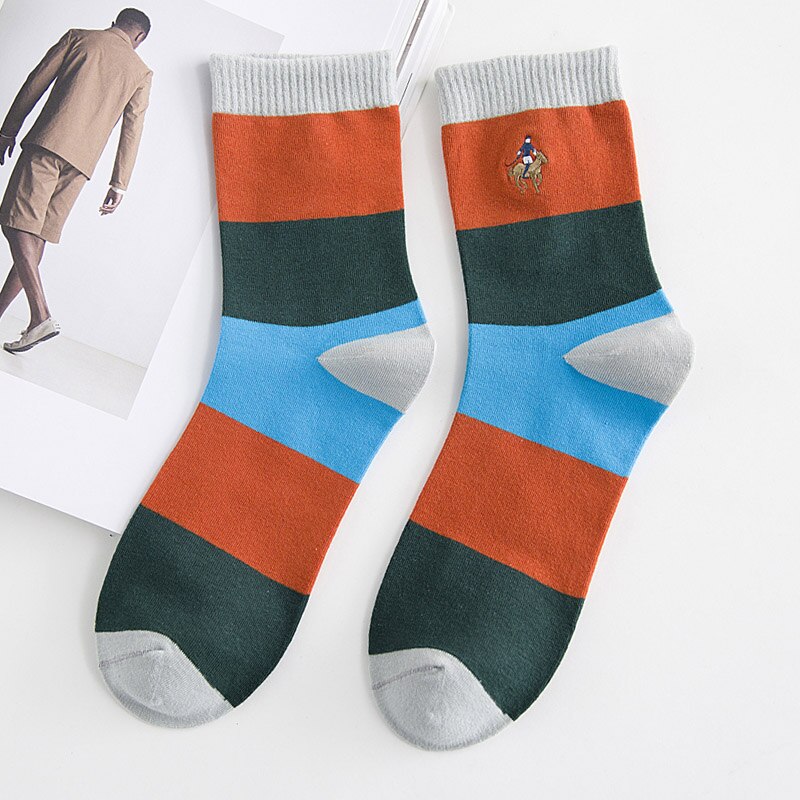 Flerfarvet 5 par mærke pier polo afslappet bomuldsstrømper business broderi mænd sokker producent: No1