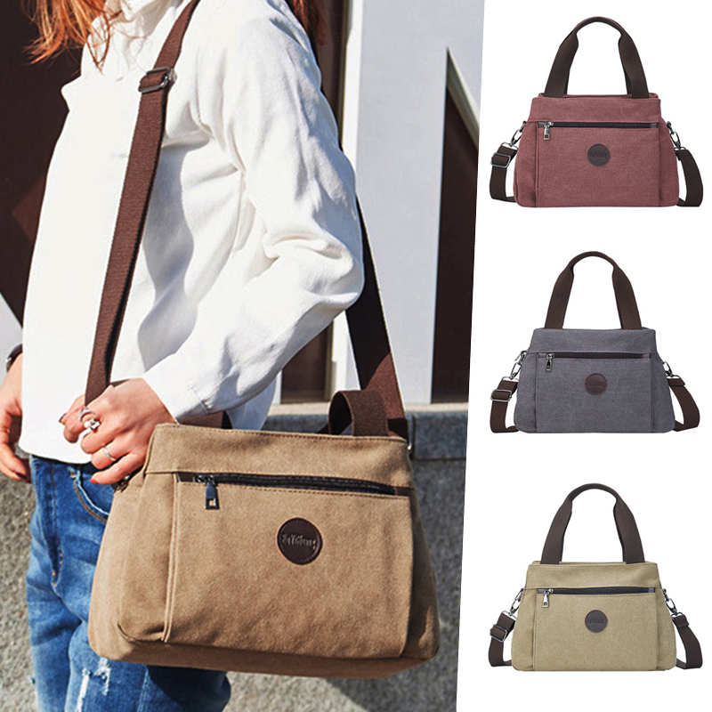 Borsa da donna Casual retrò in tela da donna borsa a tracolla singola borsa da donna in tela Multi-scomparto di grande capacità