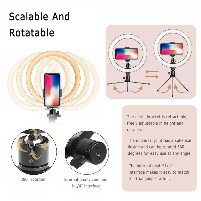 10"LED Ring Light Studio Photo Video Dimmable Lamp Tripod Stand Cam Selfie Phone