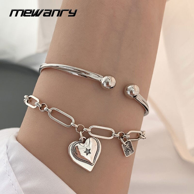 Mewanry 925 Sterling silber Armbinde Trend süßes doppelherz-kette schmuck Party geburtstag für damen