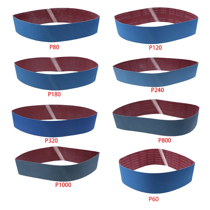 Bandes abrasives en Zirconium, 8 pièces, 80/120150/180/240/320/800/1000 grains, bandes de papier de verre combinées, 100x915mm