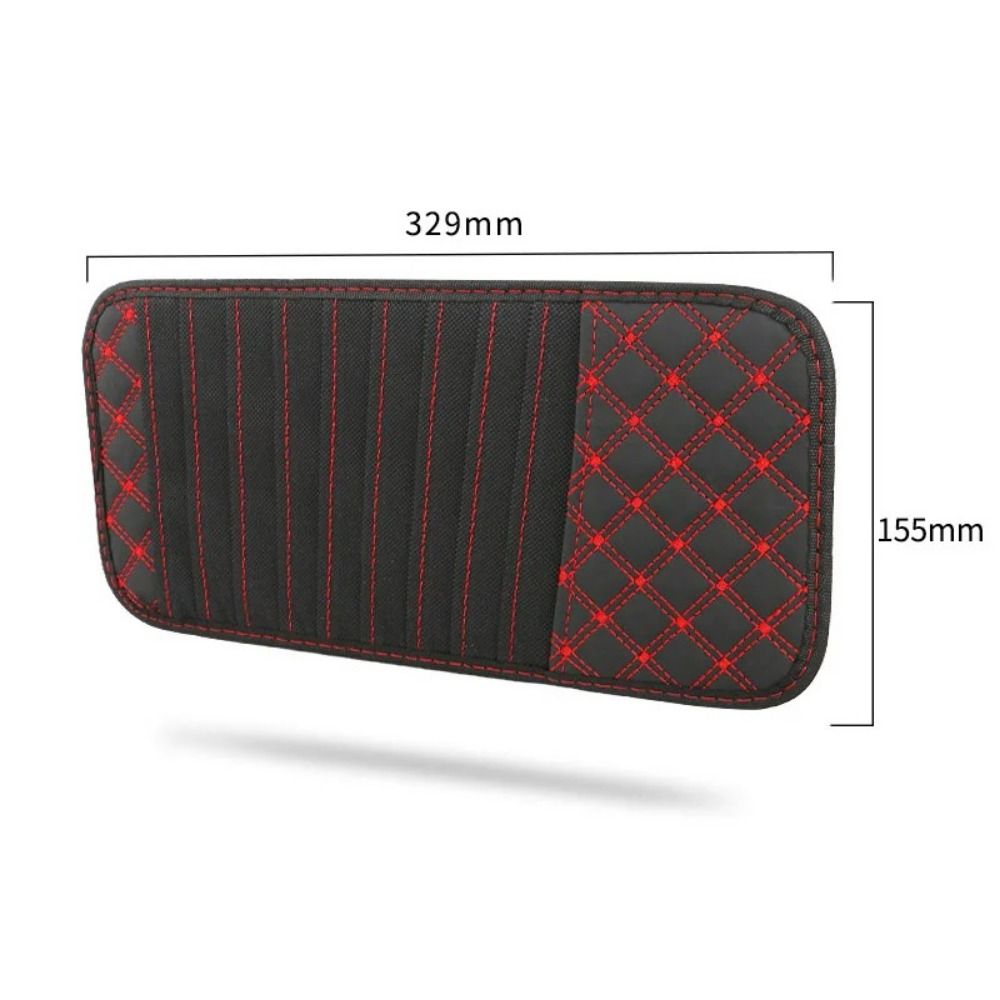 Sun Visor PU Leather Car CD Holder Bag Anti-Lost Pouch Car Disc Storage Case Red/White Safe Auto DVD Leather Clips CD DVD Disc