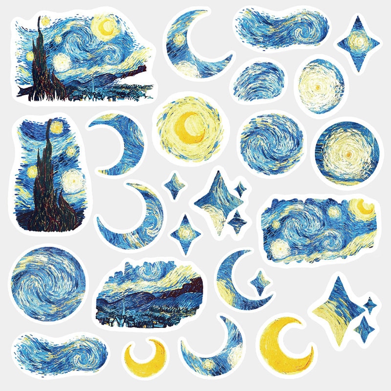 Moon Star Stickers Cute painting Diary Decoration Label Paper Stickers Pack DIY Stickers school supplies escolar