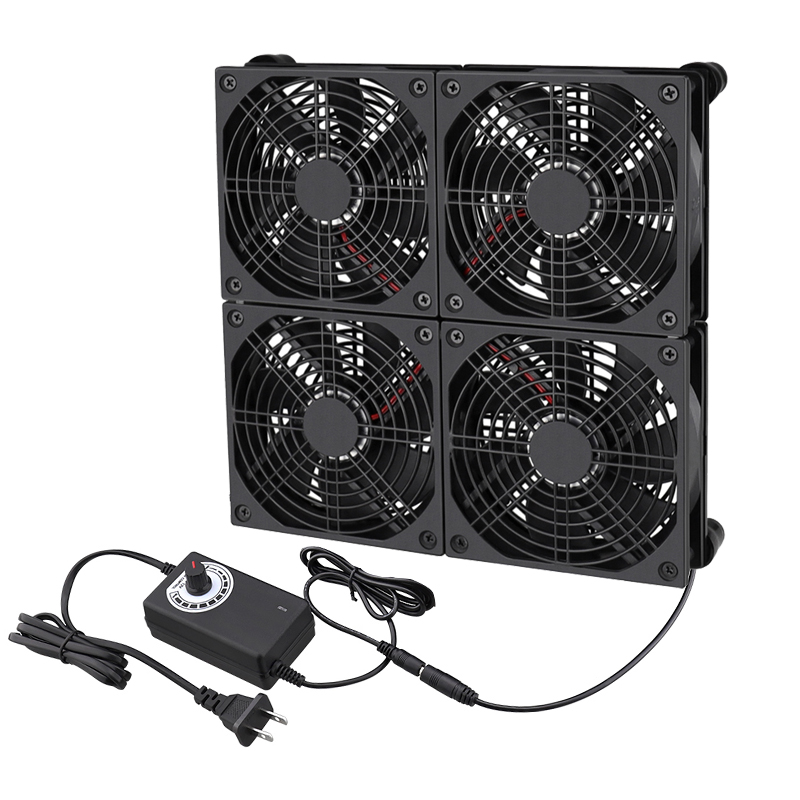 Routerfläkt tv-boxfläkt 120mm 240mm 360mm gör-det-själv-tv-boxkylfläkt med hastighetsregulator 80v-240v & skyddande nät skrivbordskylfläkt