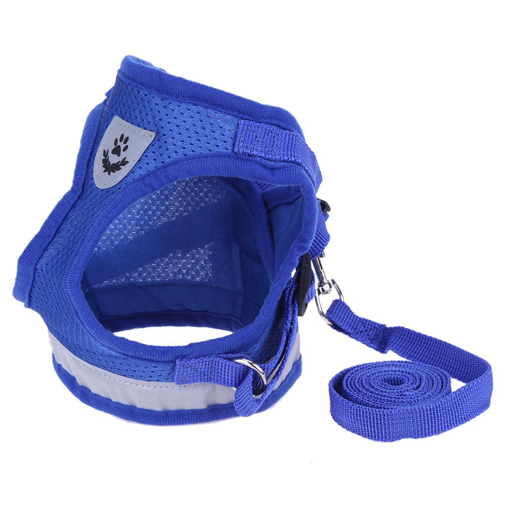 Kat Hond Verstelbare Harnas Vest Wandelen Lead Leash Voor Puppy Honden Kraag Polyester Mesh Harnas Voor Kleine Middelgrote Hond Kat huisdier: Blue / S