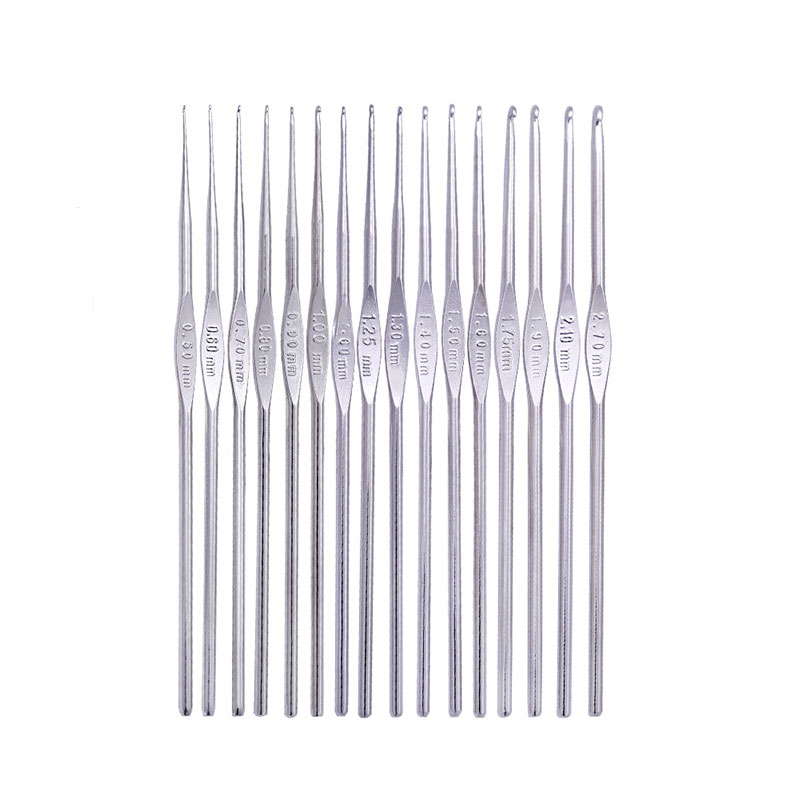Jiwuo 16 stk / sæt metal strikkepinde håndtag enkelt hoved jern hæklenål hækle nåle diy håndværk syning sweater vævning værktøjer