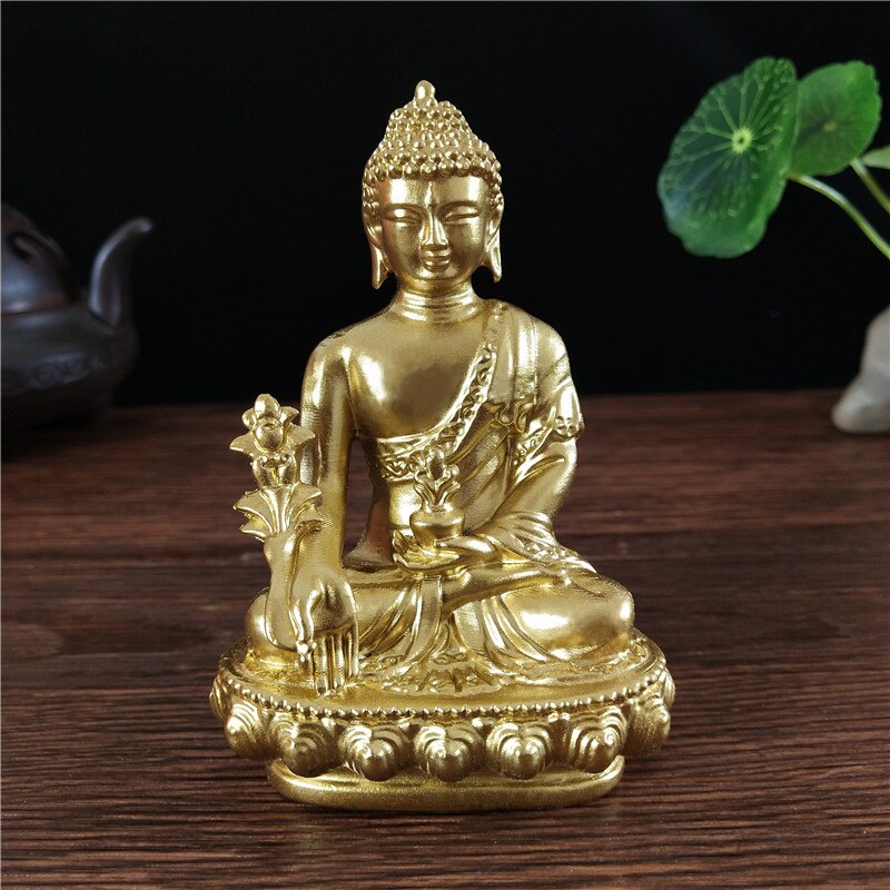 Goldn – Statue de bouddha médecine, avec collier, ornement en résine Feng Shui, Sculpture de bouddha porte-bonheur, décoration de jardin, maison, bureau,