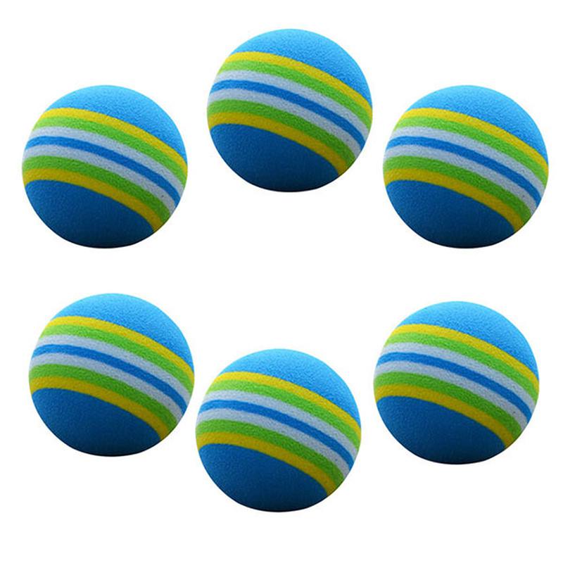 Blauwe streep kleurenbal golf indoor bal sponsbal golf zachte schuimballen gestreepte spons oefenbal gekleurde golfballen 42mm: 6 stuks
