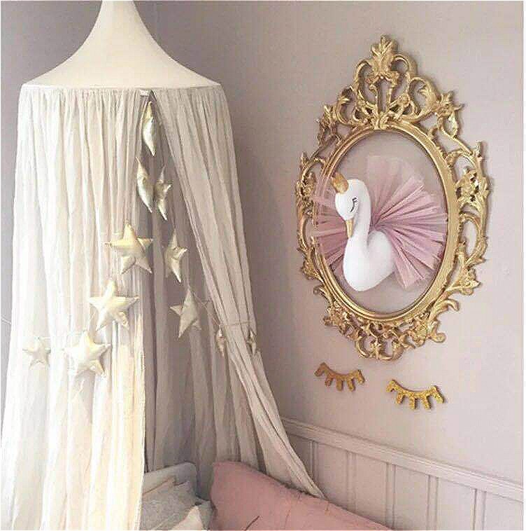 Corona dorada 3D de cisne, bonito arte de pared colgante, muñeco de cisne de niña, juguete de peluche, cabeza de Animal, decoración de pared para habitación de niños, de cumpleaños y boda