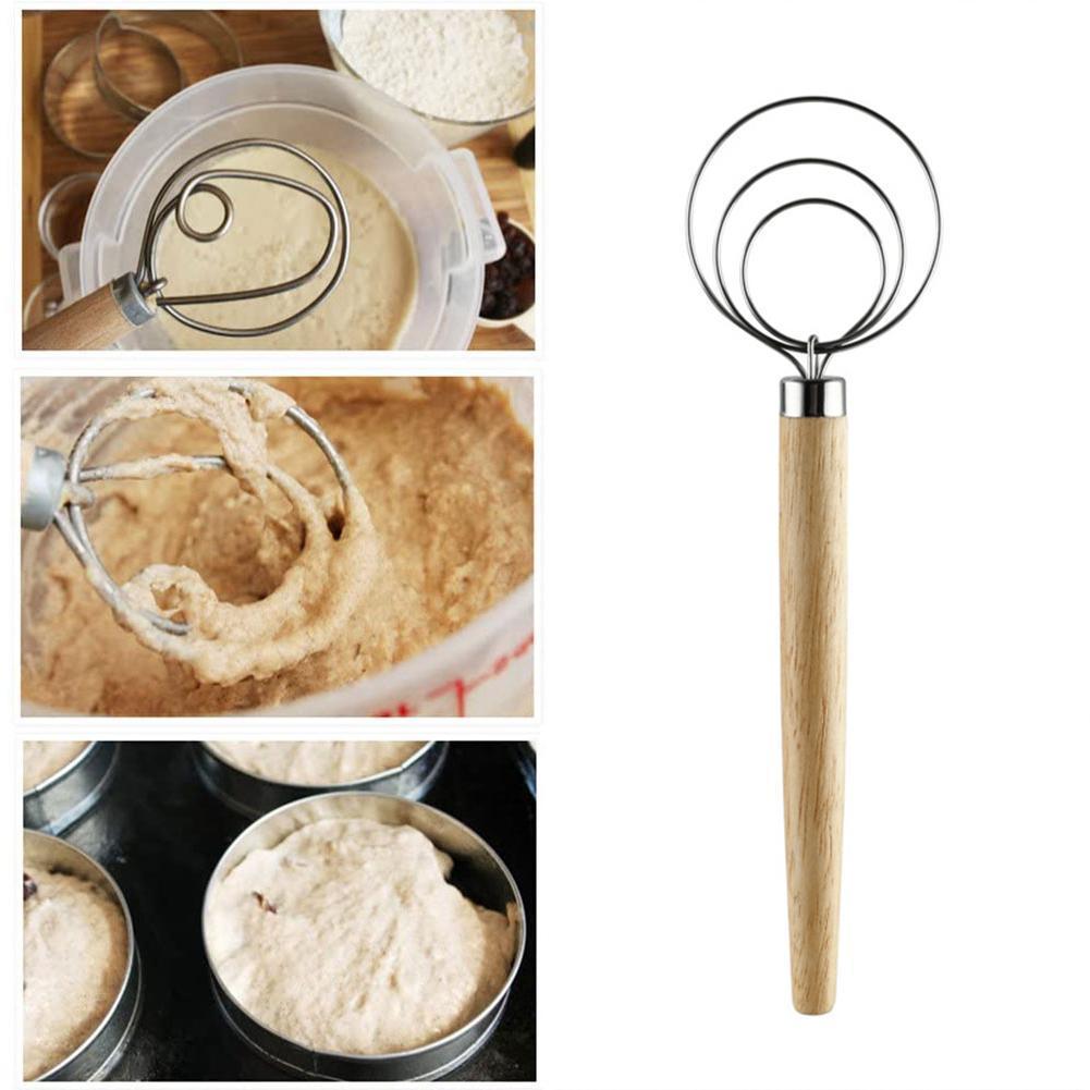 1PC Stainless Steel Danish Dough Whisk Blender Cake Mixer Tools Kitchen Dough Egg Bread Baking Pastry Mixer X4G1