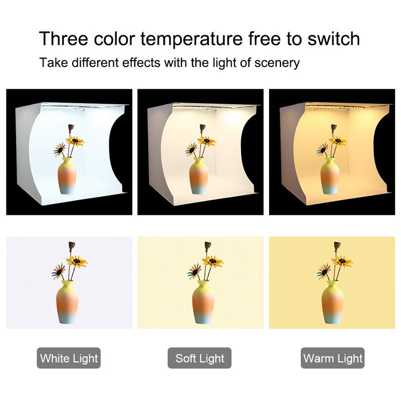 Mini caja de estudio fotográfico caja de fotografía plegable de 30cm, kit de tienda de tiro para estudio de fotografía con anillo LED y fondos de 6 colores