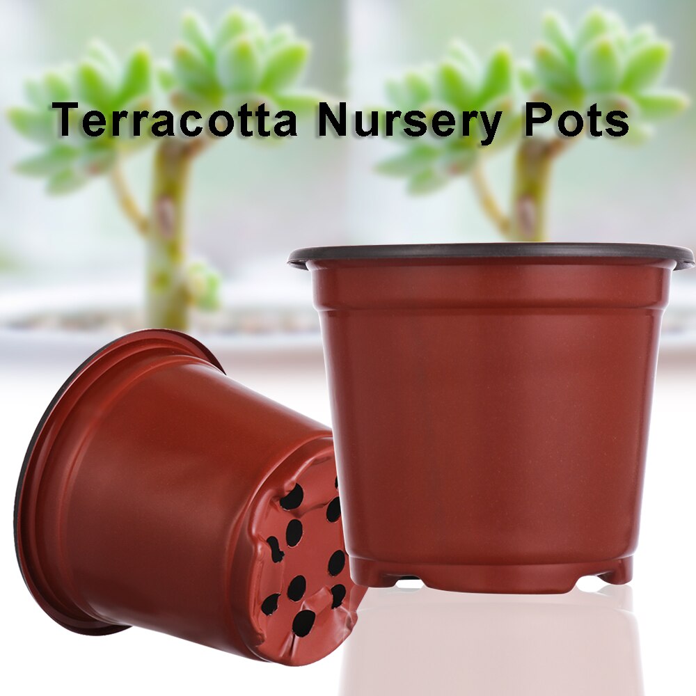 10Pcs Mini Nursery Pots Plant Trays Soft Plastic Two-Tone Round Planter Flower Vases Garden Supply Decor Garden Supply