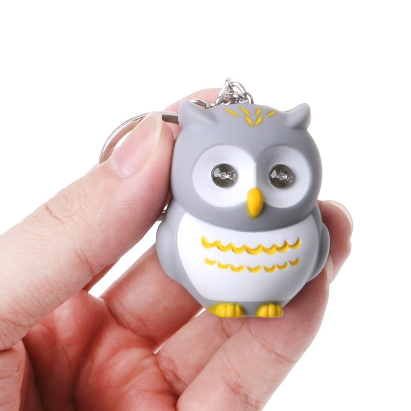 Grappige Led Licht 3D Cartoon Uil Sleutelhanger Geluid Getoeter Sleutelhanger Kid Speelgoed Gxmb