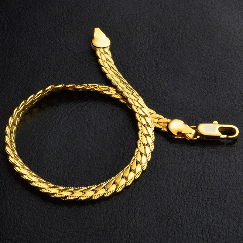 6Mm Volledige Sideways 925 Sterling Zilveren Gouden Ketting Link Chain Armband Voor Vrouwen Mannen Mode-sieraden Sets Huwelijkscadeau