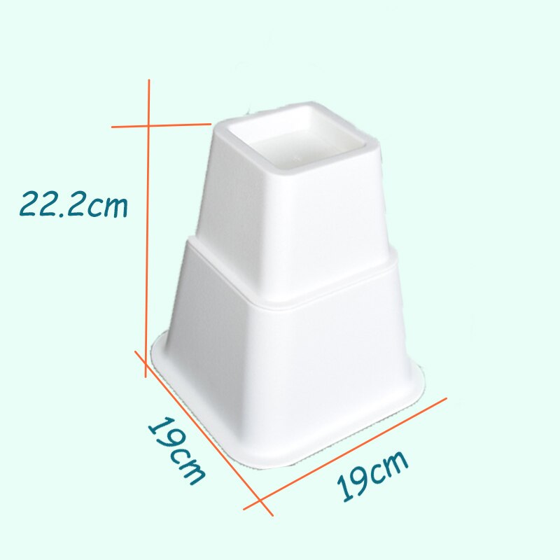 Möbelben stigarsats lyftklossar fötter bord stol skåp sängfot plast vit 8 st: 19 x 19 x 22.2cm / 4 st