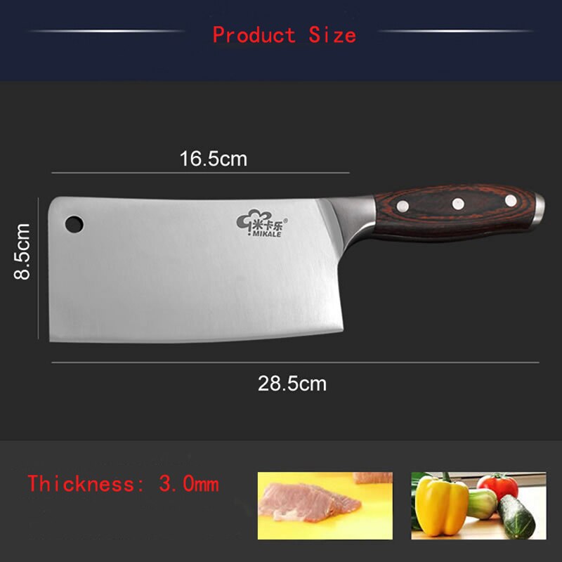 Knife Kitchen Chopping Chef Knives Tool Stainless Steel Wood Handle Bone Cutter Meat Cleaver Slicer Vegetable Knife