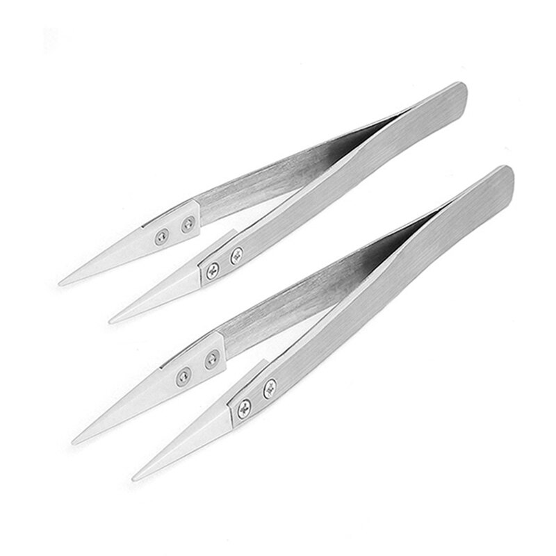 2 Pack Precision Ceramic tweezers Non-Conductive Anti-Static Highly Heat Resistant Tweezers: Default Title