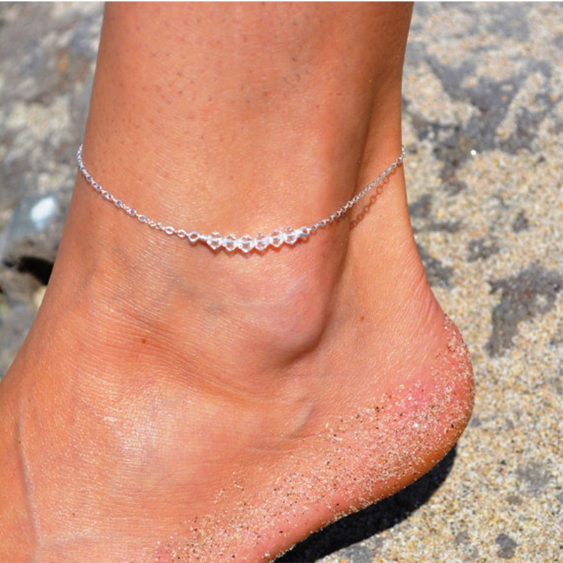 Verzilverd Transparante Kralen Enkels Barefoot Ketting Strand Sieraden Star Enkelband Enkelband Sieraden Armband Op De Been 31