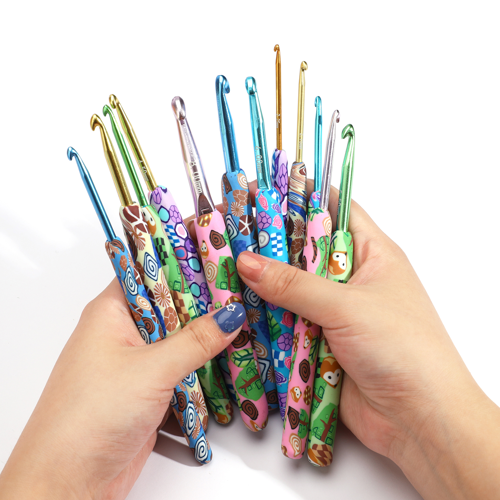 Premium Colorful Crochet Hook Set Soft Ceramic Mix Color Crochet Needles Home DIY Knitting Needles Sewing Tools