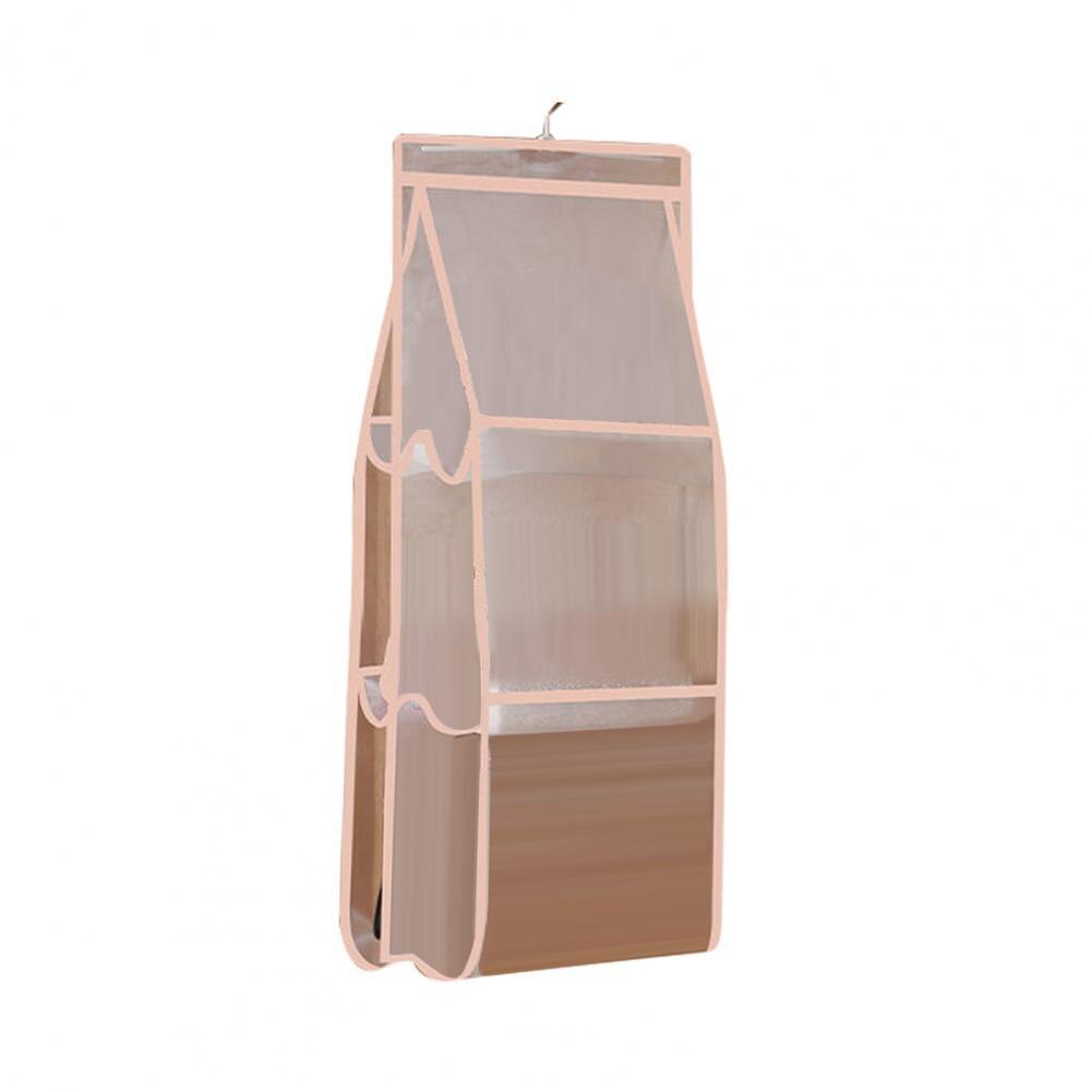 Estante de almacenamiento para sala de estar, bolsa organizadora de doble cara con textura fina de 4 colores, soporte colgante grueso: Rosa / 8Grid