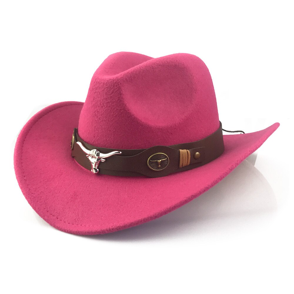 Cowboy Hat Pink for Women Cowgirl Hats Girl Fedora Hats with headdress head Accessories Party Hat Play Dress Up Performance Hat