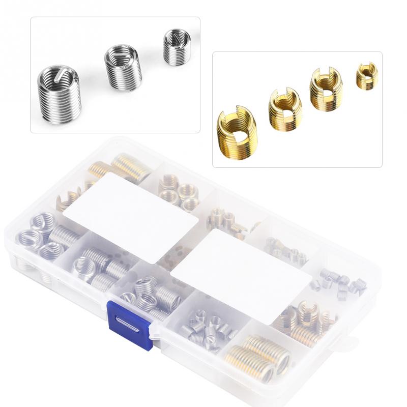 Self Tapping Thread Slotted Inserts and Steel Wire Thread Inserts Combination Set Thread Repair Tools 116Pcs/Set