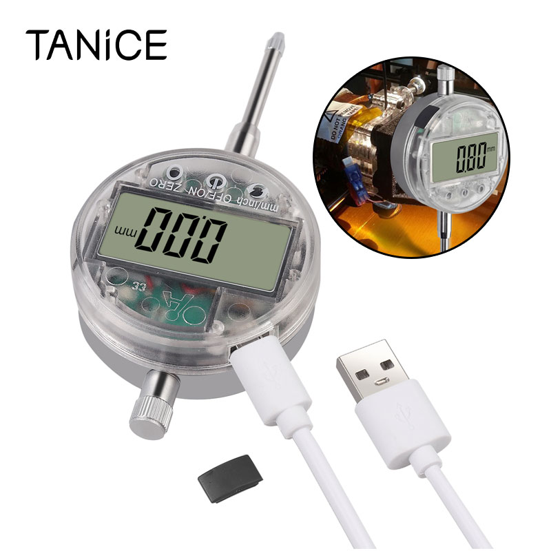 TANiCE Touch Button DTI Digital Dial Indicator 0.01mm/0.0005'' Range Tester Tool 25.4mm/1'' High-Precision Measurement Indicator