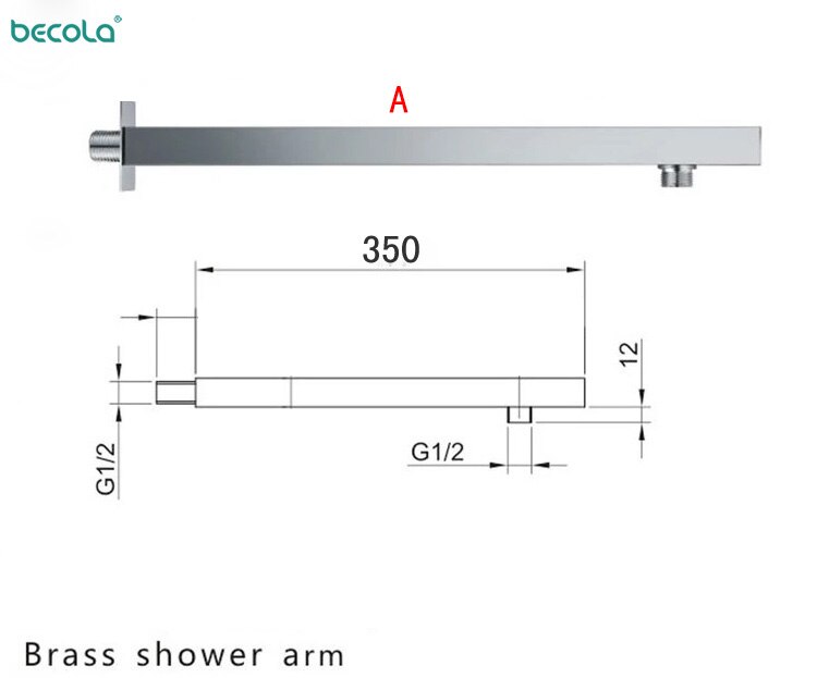 BECOLA Bathroom Copper Wall Shower Arm Dark Mounted Connecting Rod Sprinkler Shower Tube Brass Bracket/Ceiling Pipe Rod Tube: A