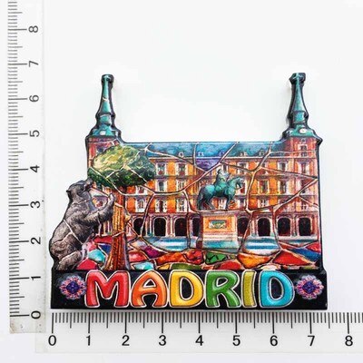 Réfrigérateur aimants Souvenirs en espagne | Réfrigérateur barcelone Madrid majorque valence séville Corvador Flamingo Girona bâtiment célèbre: Vert clair