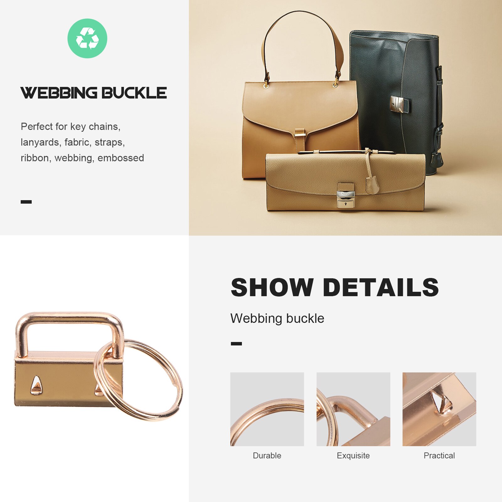 Key Chains Practical Key Fob Chain Metal Wristlet Key Chain for Bag