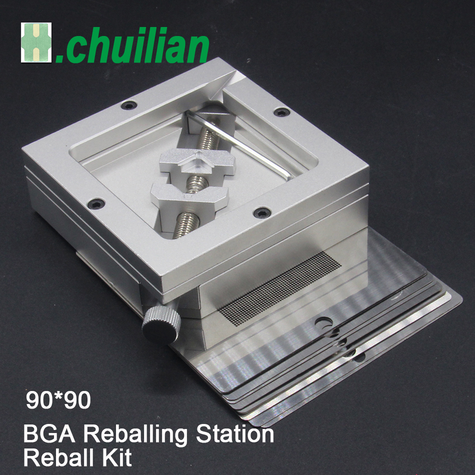 Sølv diagonal bga reballing station kit 90*90mm bga reballing station lodde bolde: B pakke