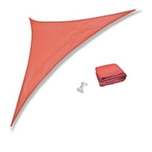 Vela de sombra triangular de HDPE, Color terracota, 3,6x3,6x5,1 m, 185gsm