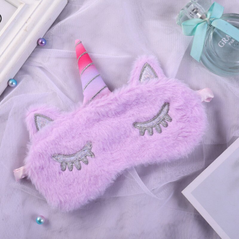 3D dessin animé licorne oeil masque soie variété masque de couchage en peluche oeil ombre couverture vue Relax masque pour voyage maison fête