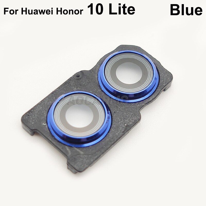 Aocarmo Voor Huawei Honor 10 /10 Lite Belangrijkste Camera Lens Rear Back Camera Lens Glas Met Frame Ring Cover sticker: 10 Lite --Blue