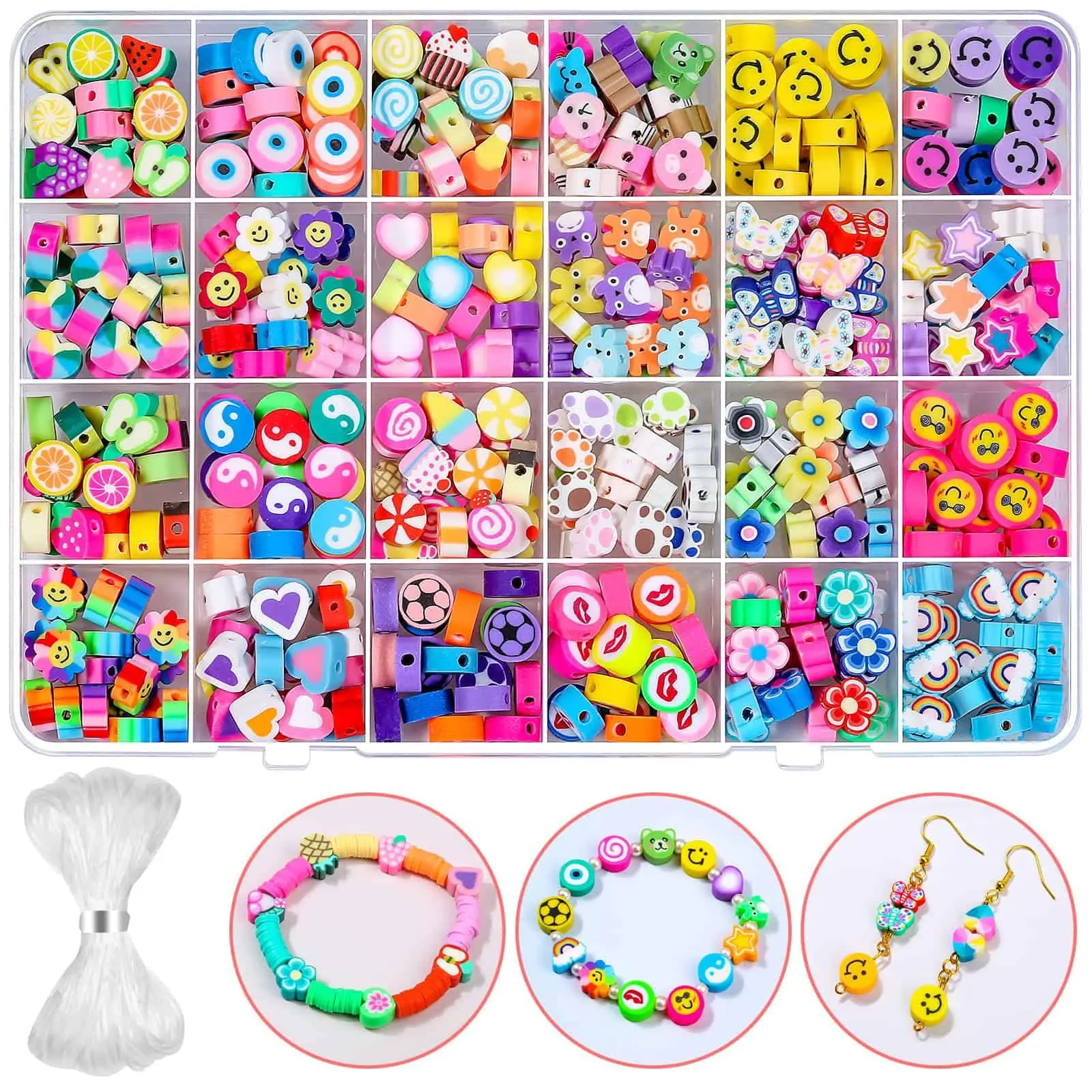 Juego de cuentas de arcilla polimérica, Kit de cuentas de perlas de imitación con letras, caja de de cuentas de cerámica blanda simple para manualidades, suministros para hacer joyería: Negro