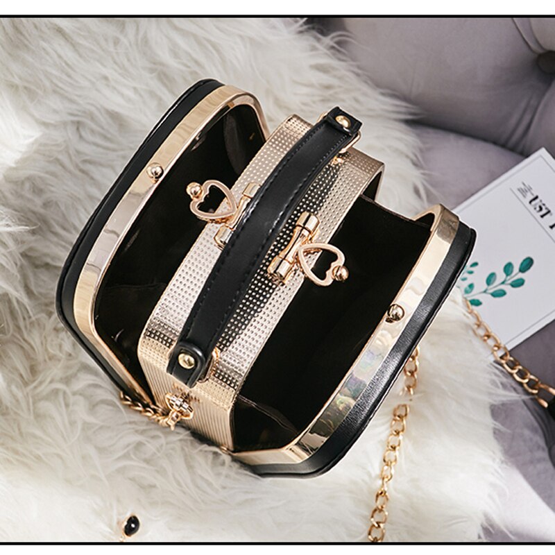 LYKANEFU Sacchetto Delle Donne con 3D Fiore Delle Donne Borse messaggero con Lunghi Casella catena di Metallo portafoto Borsa Catena Croce Corpo Della Borsa sacco a principale