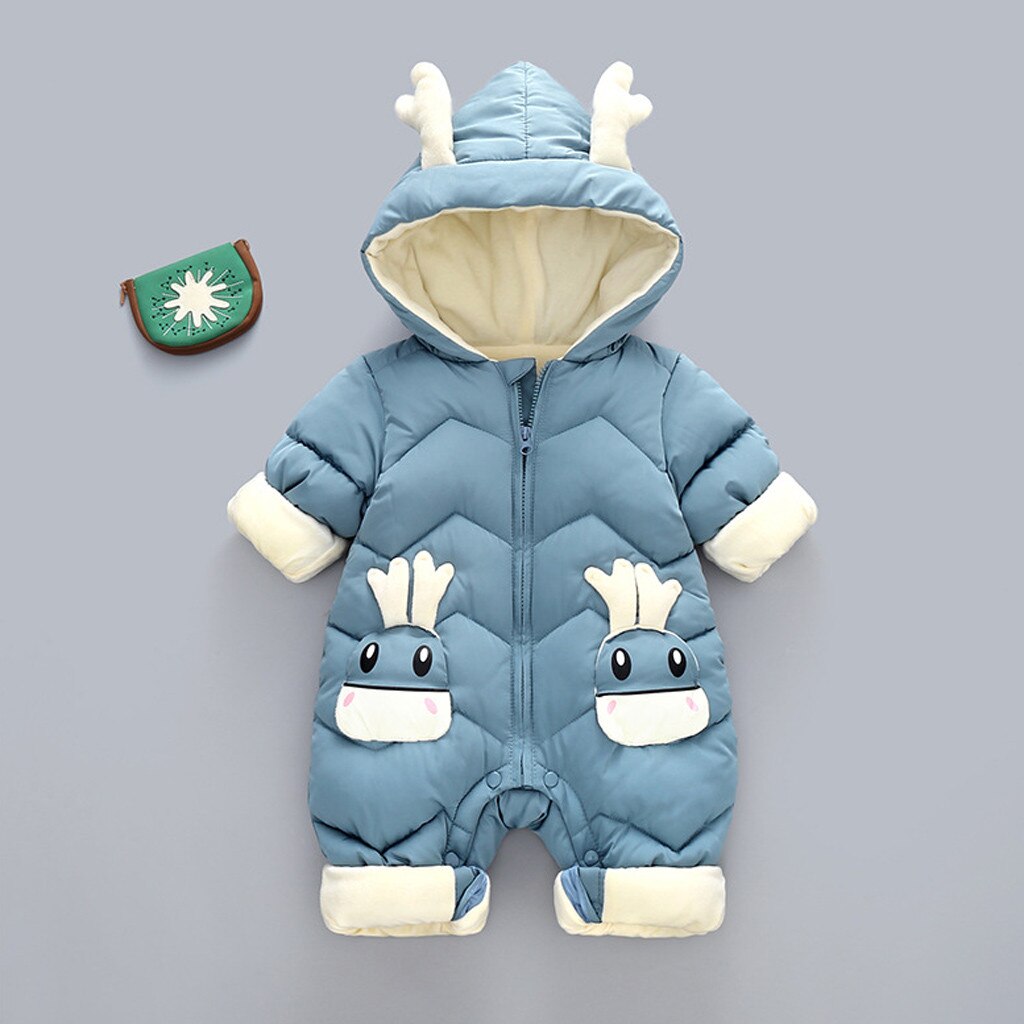 Cartoon Herten Baby Meisje Winter Jas Dikke Warme Hooded Uitloper Baby Jongens Jas Pasgeboren Jumpsuit Romper Kleding Windjack