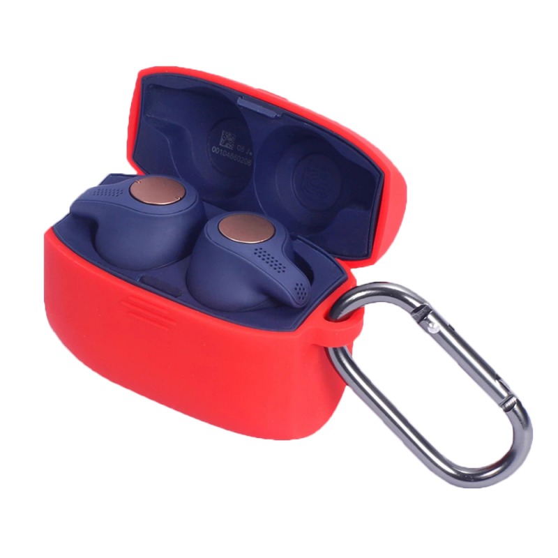 Earphone Case for Jabra Elite 65 t Wireless Sports Headset Silicone Protective Case Cover with Anti-Lost Hook Portable Cases: Red