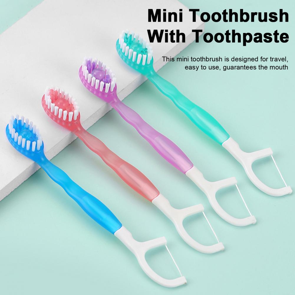 12 pezzi spazzolino usa e getta con dentifricio filo interdentale pick lingua raschietto mini spazzolino preincollato filo interdentale strumenti per l'igiene orale