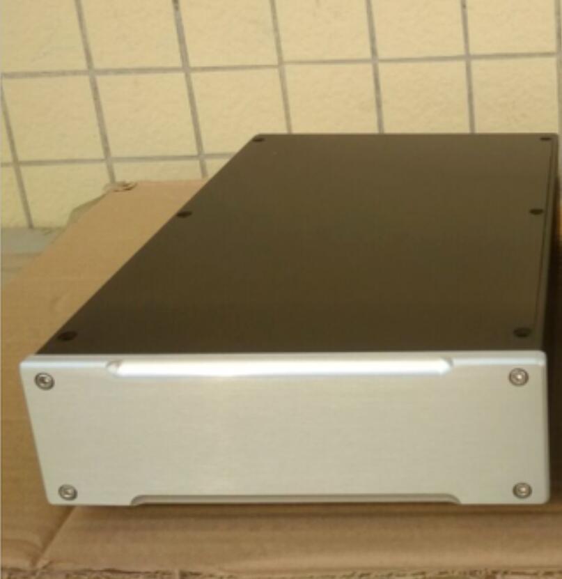 All aluminum case DIY pre power amplifier case all aluminum amplifier case Silver aluminum amplifier chassis box: No knob version