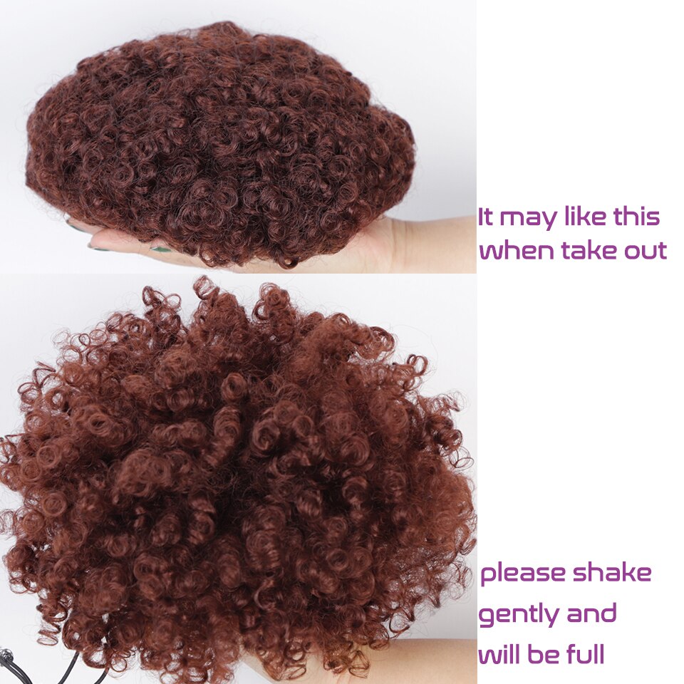 AISIBEAUTY Afro Puff Hair Short Kinky Curly Chignon Hair Extensions Synthetic Puff Afro Bun Wrap Drawstring Hairpiece for Women