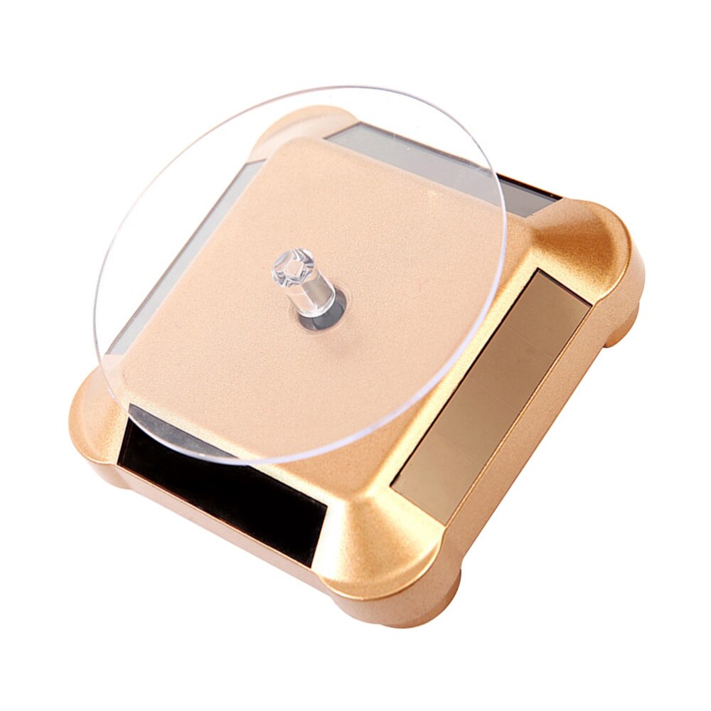 Solar Energy Electric Rotating Display Stand Tray Jewelry Accessories Prop Stand Phone Display Stand No Battery Included(Golden)