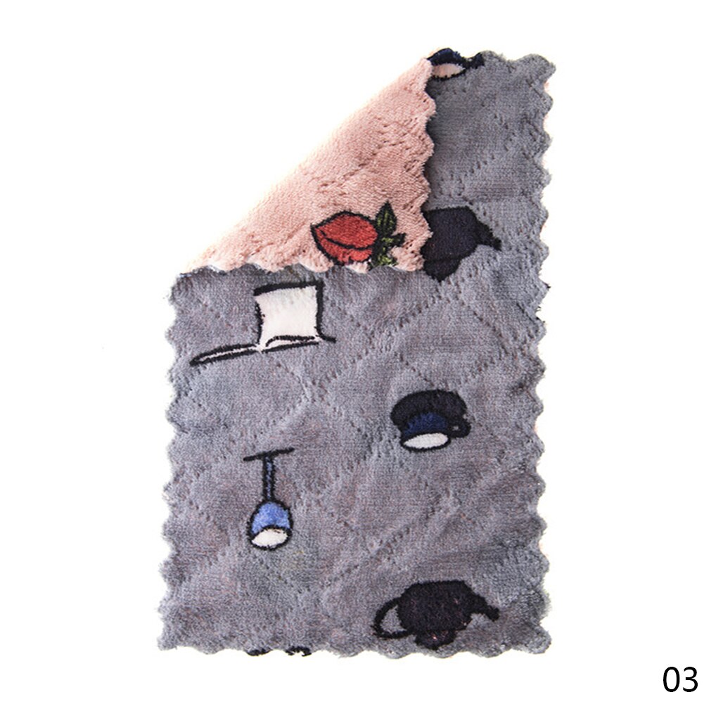 Keuken Anti-Vet Poetslappen Coral Fluwelen Super Absorberende Microfiber Schoonmaakdoekje Thuis Wassen Schotel Keuken Schoonmaken Handdoek: Gray Pink-16x27cm
