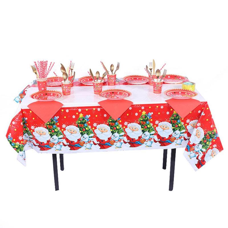 [Spot] Kerst Tafelkleed Wegwerp Pe Plastic Claus Tafelkleed Party Tafelkleed Santa Decoratie F2U6